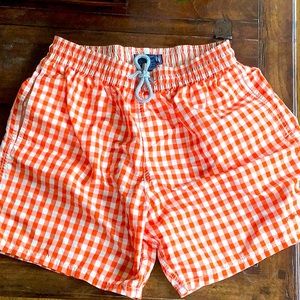 Vilebrequin orange check swim trunks